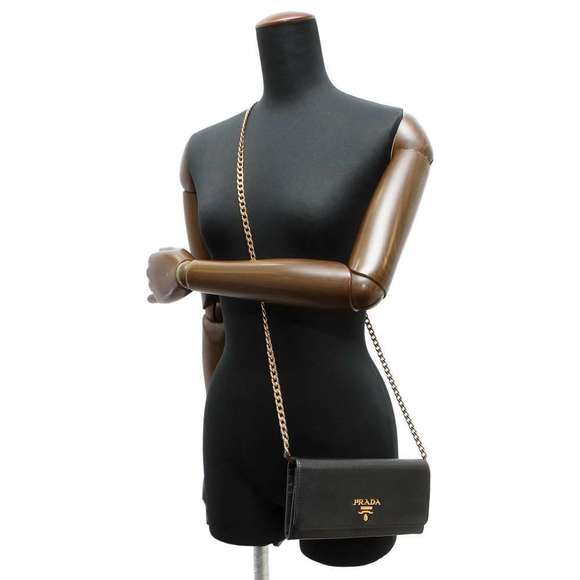 Prada Chain Wallet Saffiano Leather Wallet Black - Picture 4 of 10